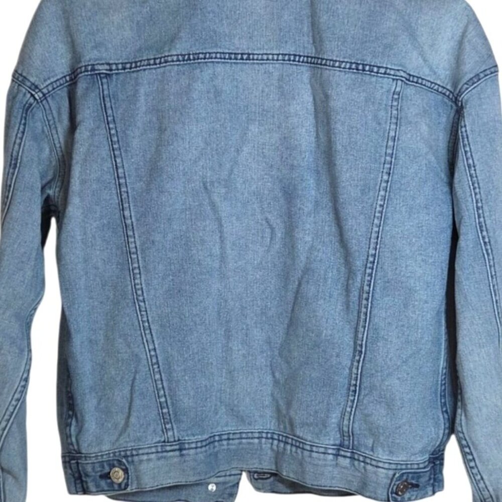 YMI With Love Light Blue Distressed Classic Denim Trucker Jean Jacket Size M - Picture 5 of 8